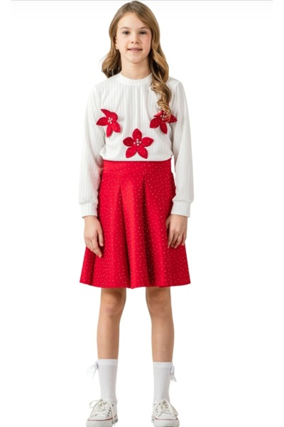 BEGONYA BEBECE KIDS Alt Ust Bag Embroidered Skirt Shirt Eid Set