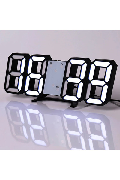 Choice1 Black frame white Table 3D LED Digital Alarm Clk Wall Clk Time/Date/T...