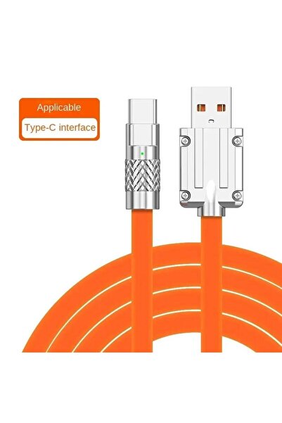 Choice 1m Orange 120W 6A Super Fast Charge Type C Liquid Silicone Cable Quick...