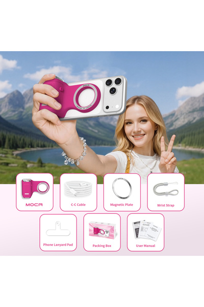 Choice مقبض هاتف مغناطيسي من MOCA بلون فوشيا من COMITOK، مناسب لأجهزة iPhone ...