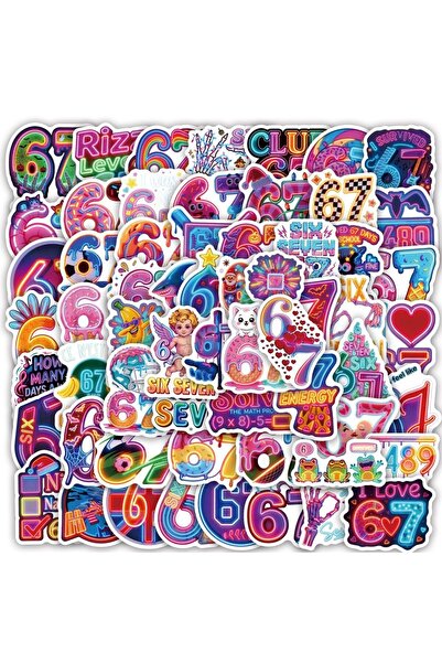 Choice Multicolor 60Pcs Colourful 67 Six Seven Stickers 67 Decals For Phone L...