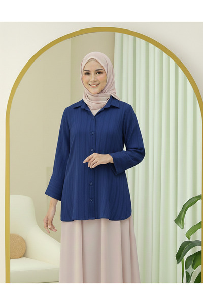 bellura Stripe Pattern Crinkle Shirt