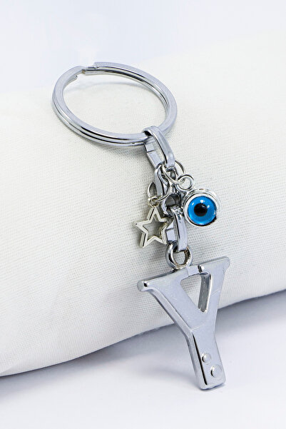 biuti Breloc cu litera Y din metal, cu mărgele în formă de stea de culoare ar...