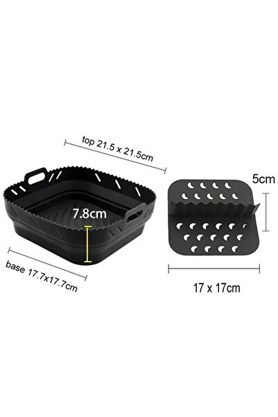 Choice Black Dishwasher safe Square Silicone Air Fryer Liner Reusable Heat Re...