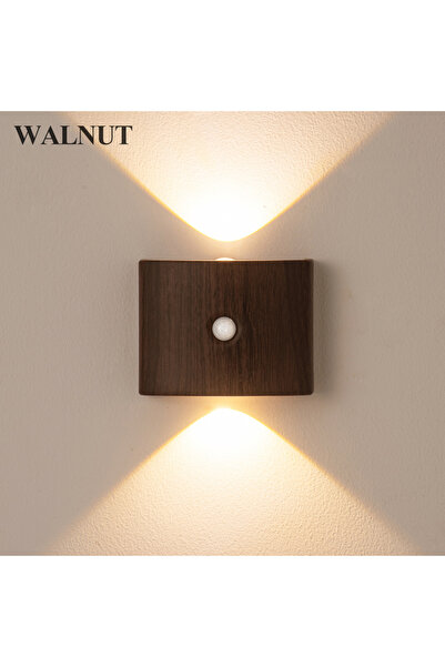 Choice3 2 PCS Walnut LED Charging Wall Lamp 3CCT Magnetic Suction No Drilling...