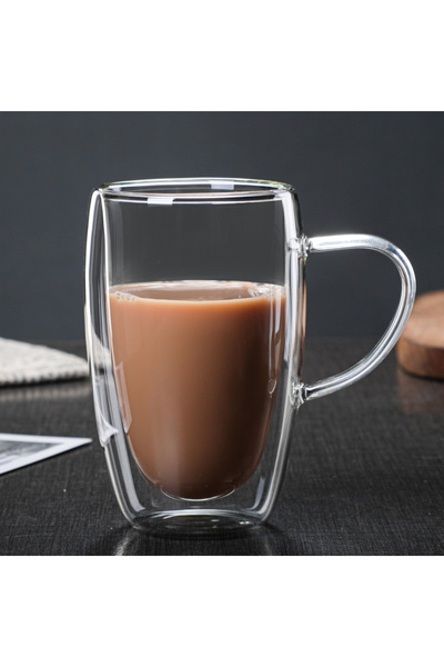 Choice3 450ml Double Wall High Borosilicate Glass Mug Heat Resistant Tea Milk...