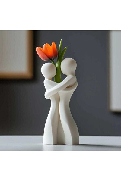 Choice مزهرية عناق بيضاء قطعة واحدة على شكل قلب - تصميم فريد على شكل قلب لتزي...