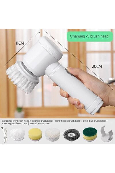 Choice فرشاة تنظيف كهربائية متعددة الوظائف باللون الأبيض للمطبخ والحمام - فرش...