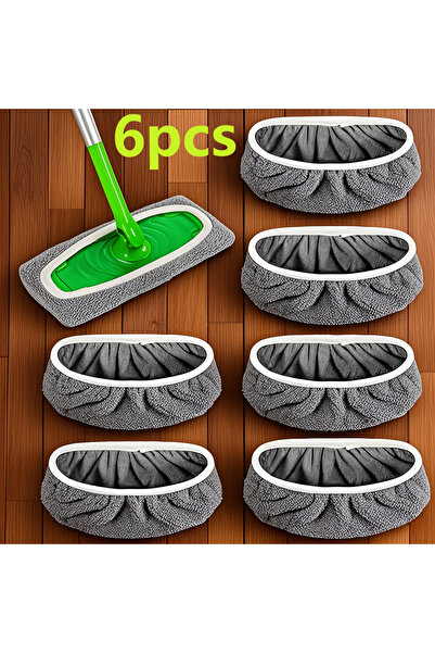 Choice1 Dark gray 6pcs Super Fine Fiber Mop Pad, Reusable And Washable Home R...
