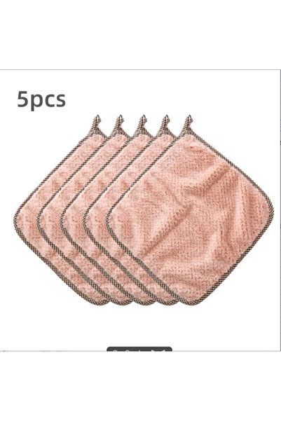 Choice3 5pcs Khaki 5pcs Soft Reusable Dish Towels, 9.8x9.8in Coral Fleece Cle...