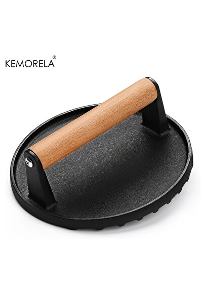 Choice مكبس برجر دائري شديد التحمل من الحديد الزهر، قطره 17.53 سم، مكبس شواء ...