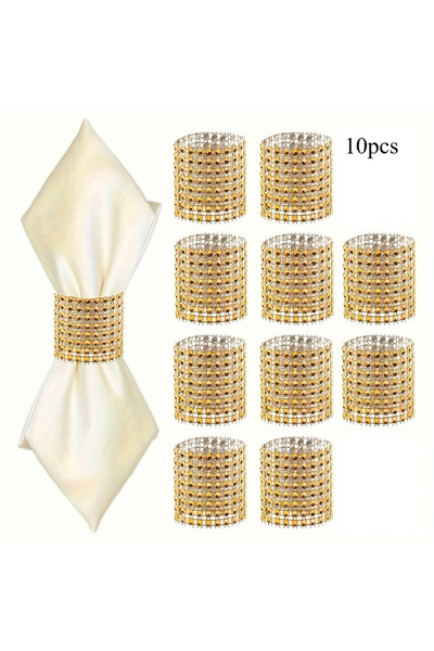 Choice 10 قطع من مشابك المناديل الذهبية المرصعة بأحجار الراين الأنيقة، حلقات ...