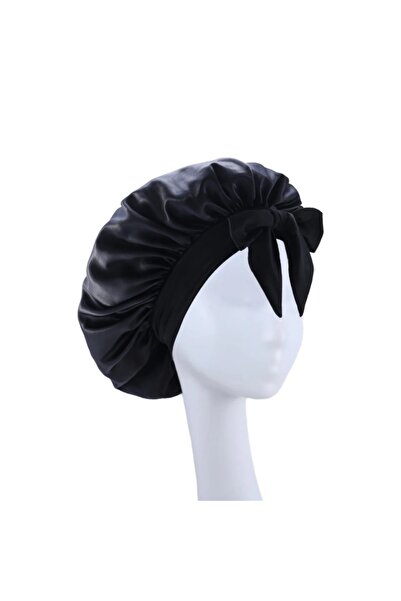 Choice6 Black Sleeping Hat Satin Solid Wide-brimmed Beauty Headscarf Head Wra...