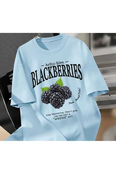COHERENT تي شيرت قطني كبير الحجم مطبوع عليه شعار BLACKBERRIES للجنسين للرجال/...