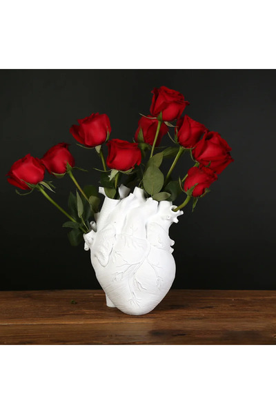 Choice3 مزهرية على شكل قلب بيضاء، شائعة الاستخدام، ذات ملمس جديد، مزينة بقصاص...