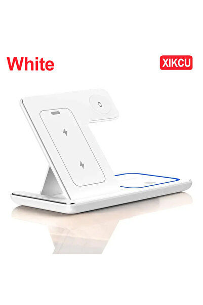 Choice محطة شحن لاسلكية قابلة للطي من XIKCU باللون الأبيض لأجهزة iPhone 16 و1...