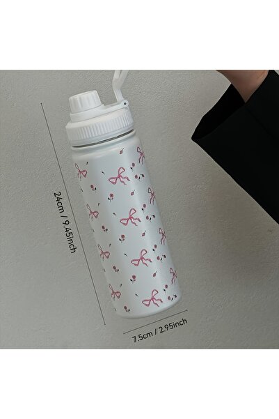 Choice زجاجة ماء معزولة من الفولاذ المقاوم للصدأ، سعة 600 مل، بتصميم فيونكة و...