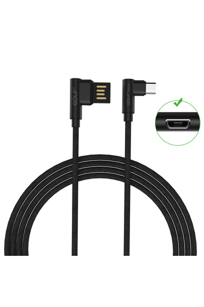 Choice كابل مايكرو يو إس بي أسود بطول 1 متر، مزود بمرفق مزدوج بزاوية 90 درجة،...