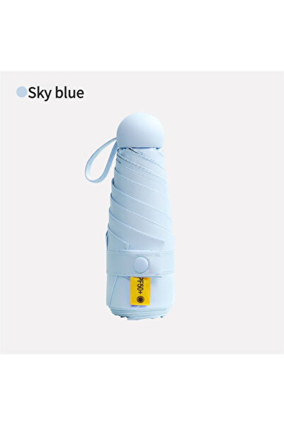 Choice3 Iron 6K Sky blue Mini Portable Folding Sun Umbrella for Women UV Prot...