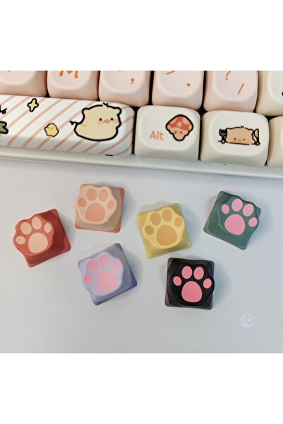 Choice مجموعة من 6 أغطية مفاتيح لطيفة لون سادة ، مصنوعة من مادة PBT، بتصميم م...