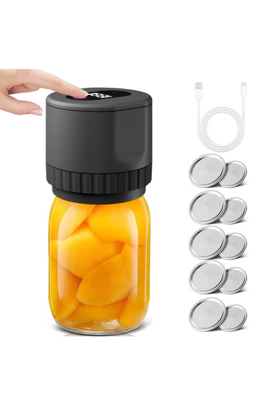 Choice طقم تغليف برطمانات ماسون الكهربائية السوداء بالتفريغ الهوائي، طقم تغلي...