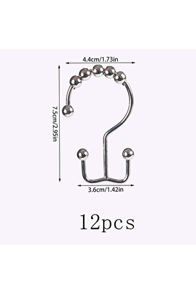 Choice 12Pcs Shower Curtain Hooks Double Sided Bathroom Curtain Metal Hooks R...