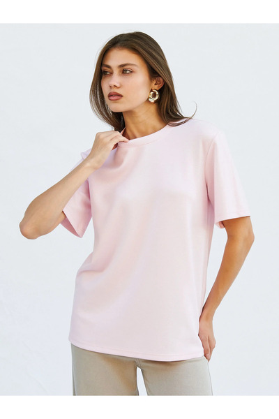 Caddebostan Moda Pink Crew Neck Oversize T-Shirt Modern Premium Luxury Trend ...