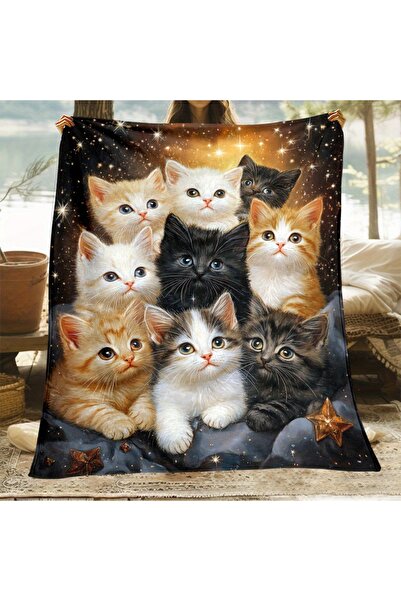 choice2 100x150cm(3.3X4.9FT GT-449 VIKAMA Starry Cat Magic Blanket Living Roo...