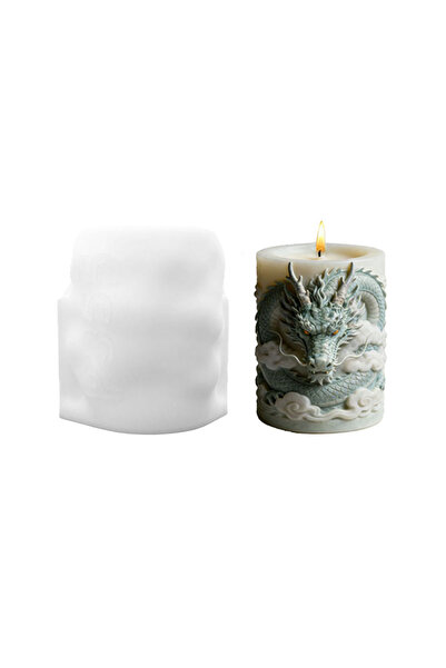 Choice 1 Piece Celadon Cloud Pattern Dragon Shape Candle Mold Silicone DIY Ha...