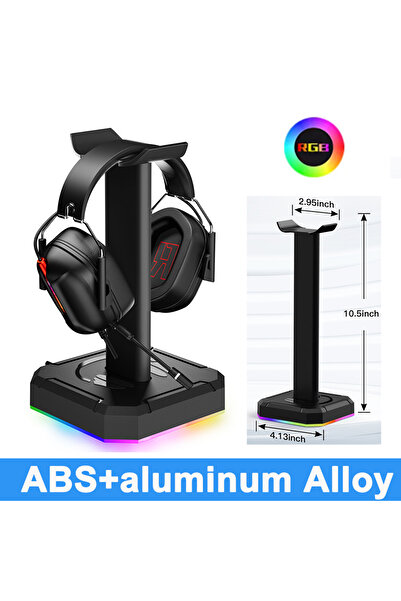 Choice4 حامل سماعات ألعاب RGB أسود اللون، حامل سماعات مضيء، منفذي USB مزدوجين...
