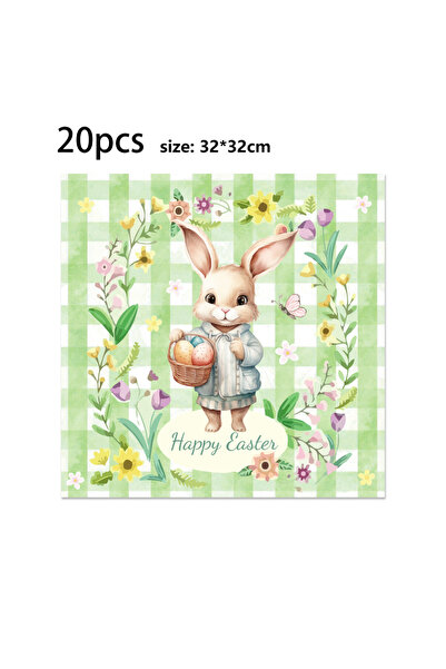 Choice 20PCS-ZJ051-B 20pcs/32*32cm Easter Bunny Printed Napkins Disposable Pa...