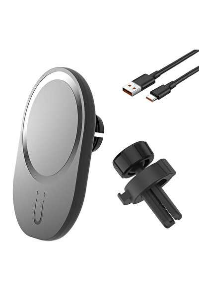 Choice1 شاحن سيارة لاسلكي مغناطيسي صغير أسود اللون من VIKEFON، حامل هاتف يُثب...