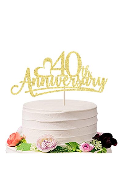 Choice gold Happy 40th Anniversary Cake Toppers,40th Wedding/marriage Anniver...