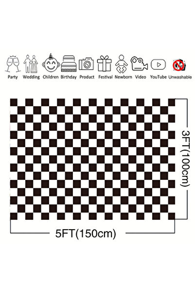 Choice 100X150cm black Black and white chessboard texture birthday chessboard...