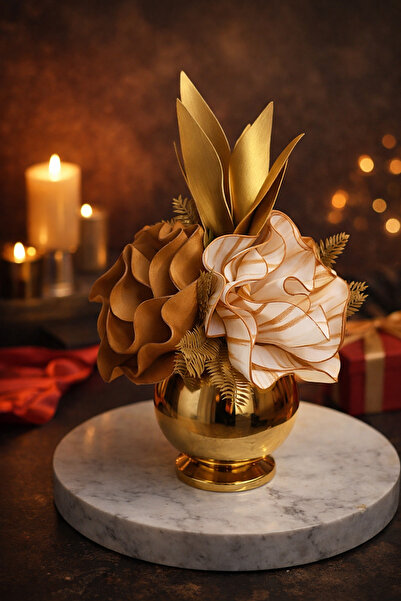 Çiçek Lüks Gold Küre Aranjman – Özel Tasarım – Salon Dekoru