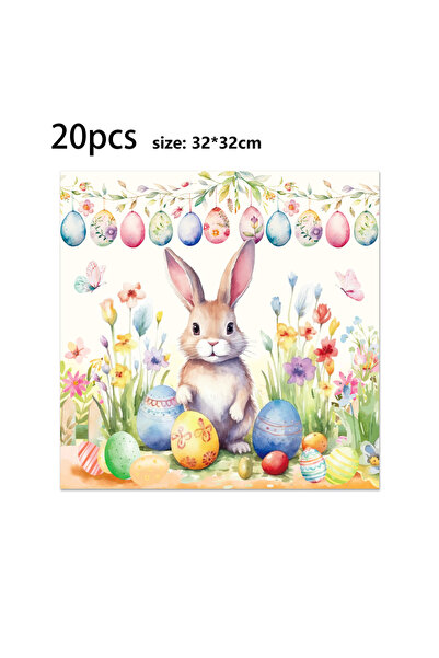 Choice1 20PCS-ZJ051-A 20pcs/32*32cm Easter Bunny Printed Napkins Disposable P...