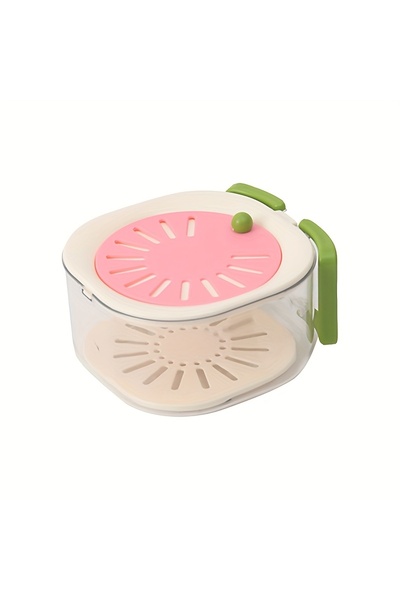 Choice سلة تصريف مزدوج الطبقات وردية اللون 2 في 1، حاوية لتجفيف الفاكهة بمقبض...