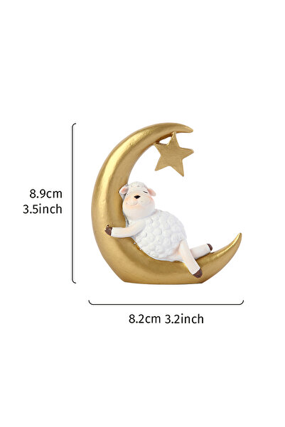 Choice قطعة واحدة من الراتنج على شكل قارب هلال خروف أبيض، مناسبة كهدية.