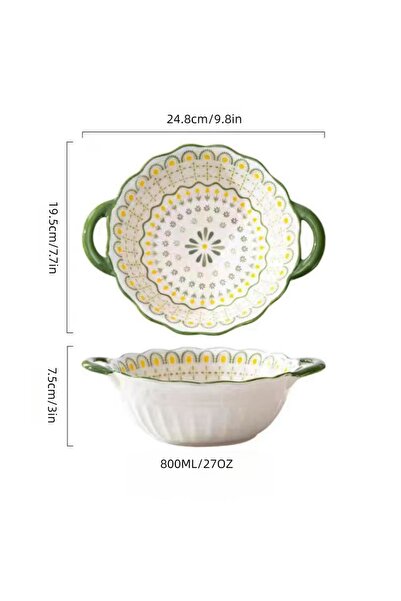 Choice1 وعاء حساء سيراميك أخضر جميل وكبير السعة بقطر 9.8 بوصة، مزود بمقبض. من...