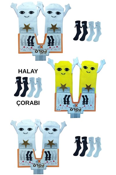 marufshop 3 Pairs of Magnetized Hand-Holding Look-Alike Cheerful Combed Cotto...