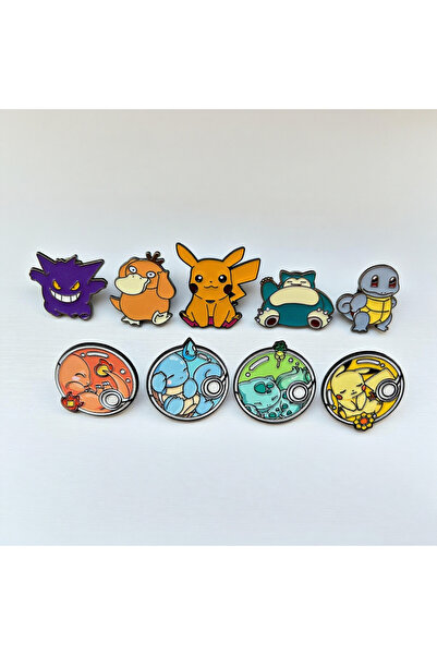 Choice مجموعة دبابيس مينا لحيوانات بوكيمون (9 قطع) - دبابيس تطريز أنيقة بتصمي...