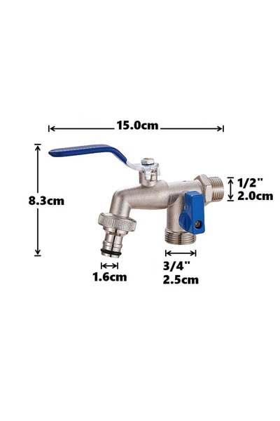 choice2 موزع مياه خارجي أزرق من سبائك الزنك مقاس 1/2 بوصة، محول توصيل المياه،...