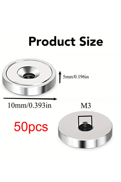 Choice1 10x5-M3-50 قطعة، مغناطيس دائري متعدد الأغراض بفتحة غاطسة، يستخدم على ...