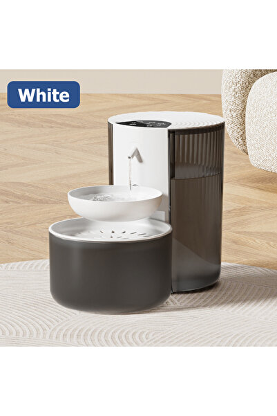 Choice1 موزع مياه ذكي للحيوانات الأليفة سعة 3 لترات، أبيض، قابل للتفريغ، لاسل...