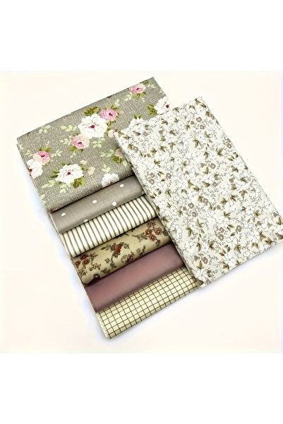 Choice1 25x25cm khaki 7pcs vintage cotton fabrics featuring beautiful floral,...