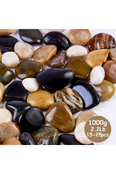 Choice 1000 غرام، 500-1000 غرام، 3-7 سم، ألوان، حصى طبيعي مصقول عالياً، لتزيي...