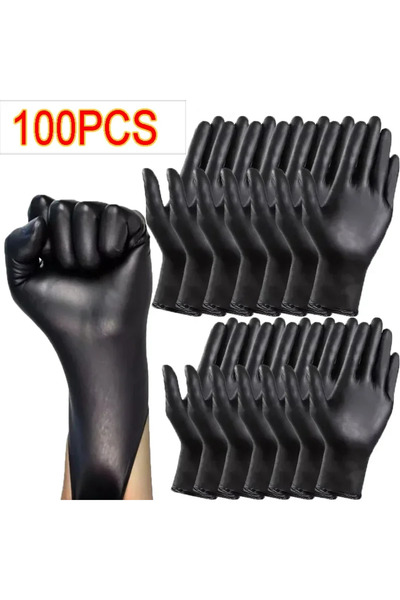 Choice14 M 100PCS-50pairs Gloves Black Washing Xl Tableware Disposible Latex ...