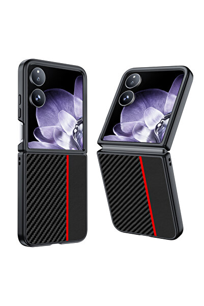 Choice غلاف هاتف شاومي ميكس فليب أحمر بنمط ألياف الكربون، مقاوم للصدمات، فائق...