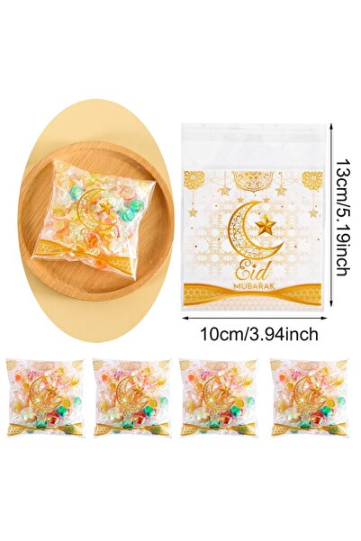 Choice3 100PCS 2 50/100pcs Eid Mubarak Gift Bags Plastic Bag Cookie Candy Ram...