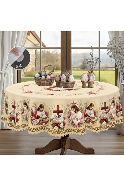 Choice4 152X305Cm Fh277 1 Piece of Spring Easter Tablecloth, Lamb, Flower Pat...